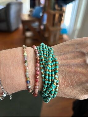 Turquoise Beaded Multi-Strand and 2 Stretch Bracelets